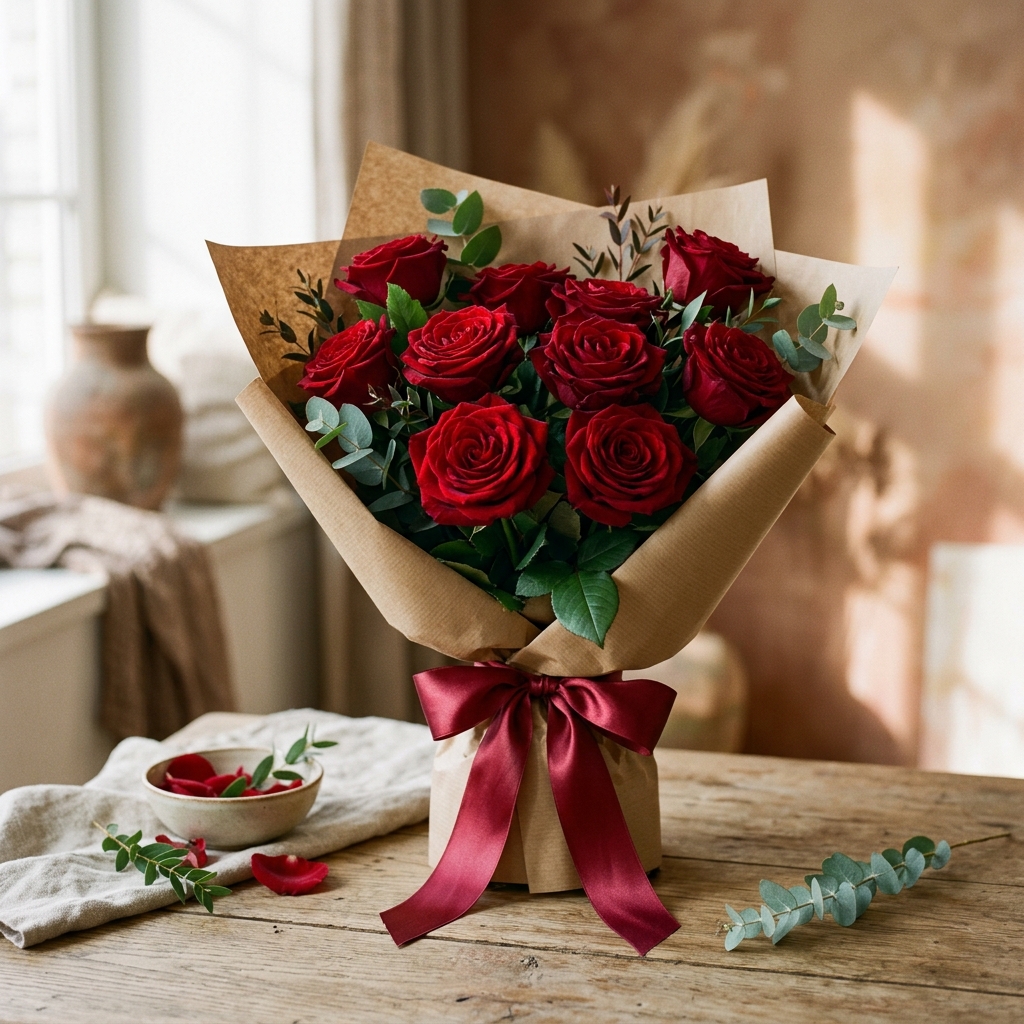 Romantic Velvet Red Roses (Dozen)
